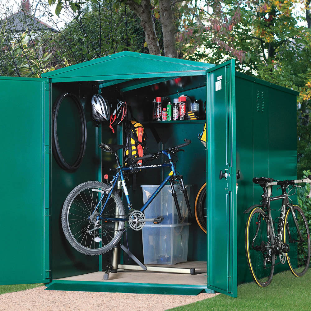 Asgard Centurion 5 x 9ft Double Door Green High Security Bike Shed Image 2