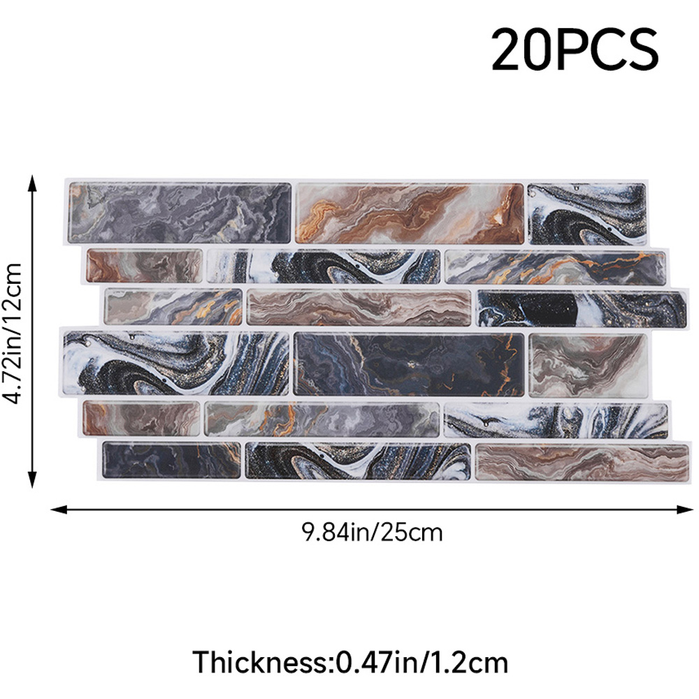 Living and Home Marble Effect Multicolour Self-Adhesive Wall Tile Sticker 20 Pack Image 8