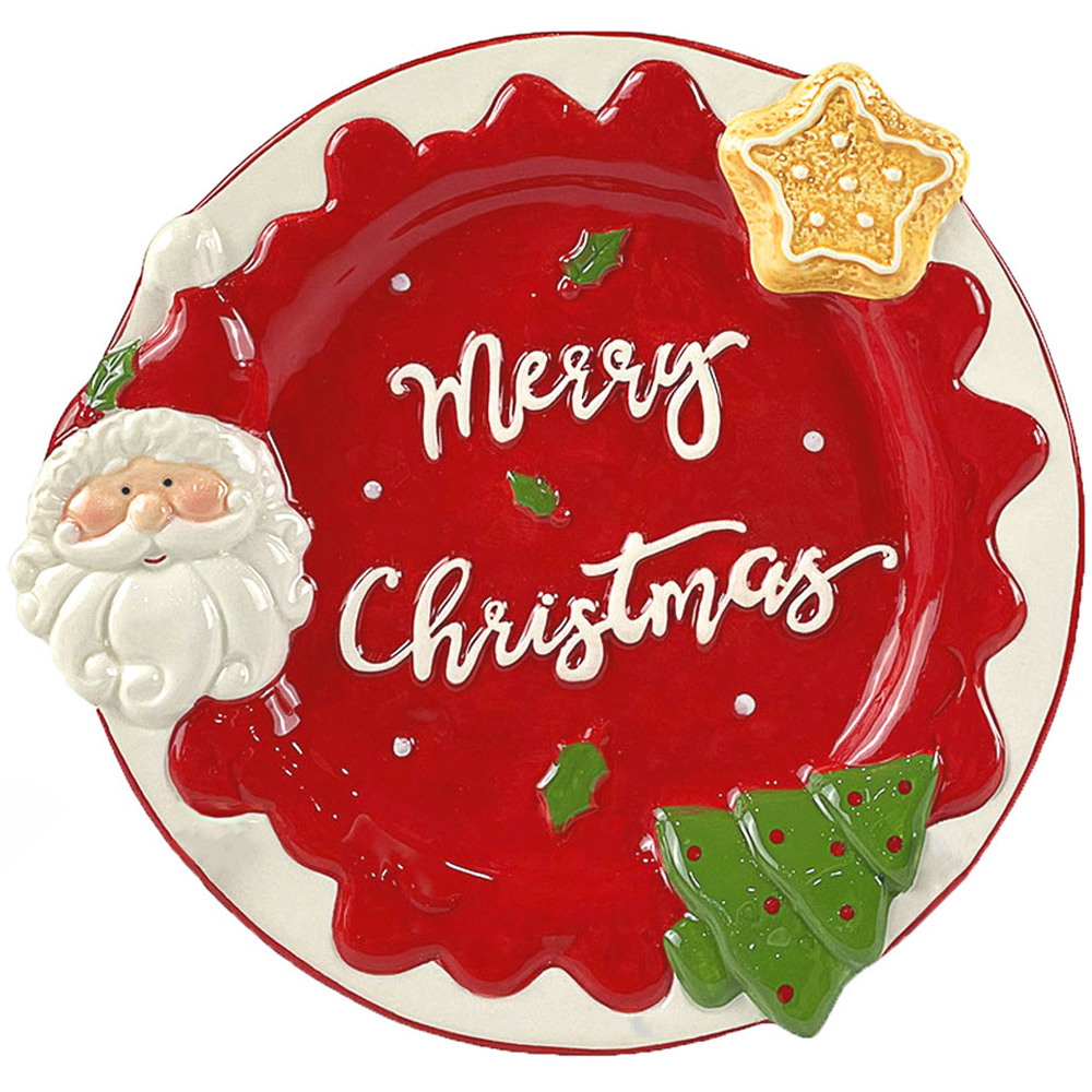 The Christmas Gift Co Red Christmas Plate 22.5cm Image 1