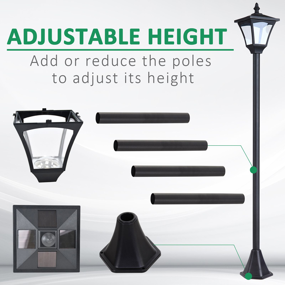 Outsunny Black LED Solar Lamp Post Image 4