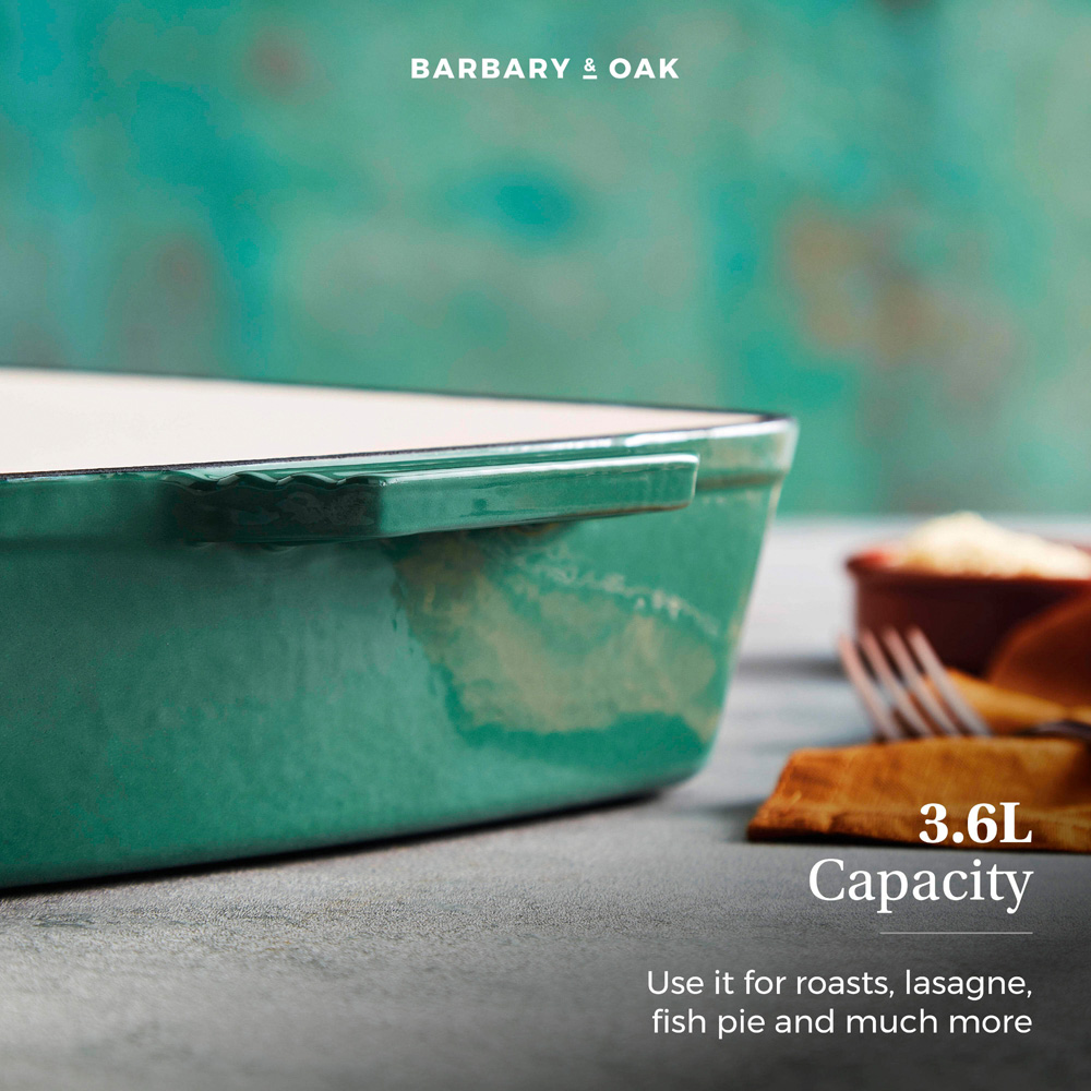 Barbary & Oak 39cm Verdigris Green Cast Iron Roaster Image 8