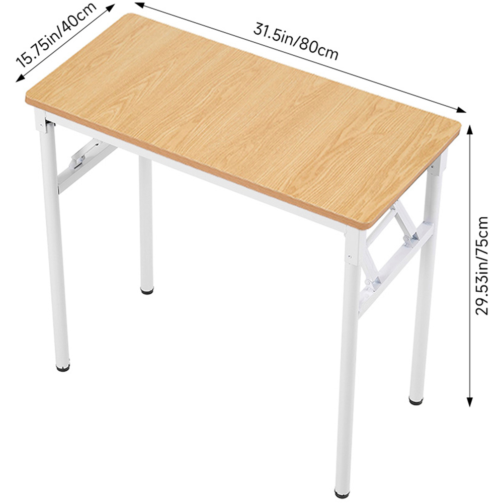 Living and Home Metal Frame Foldable Laptop Desk with Adjustable Feet Natural and White Image 9