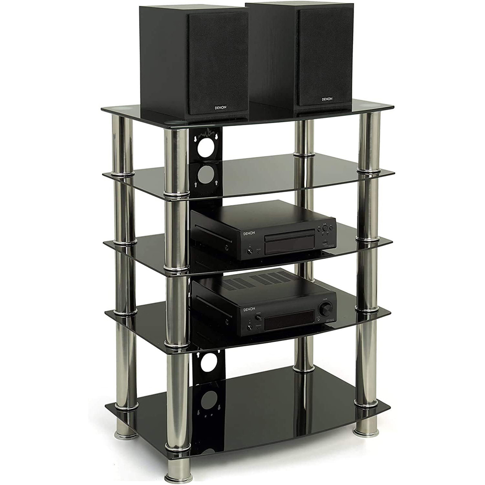 Centurion Supports Galago 5 Shelf Black and Silver Multimedia Unit Image 2