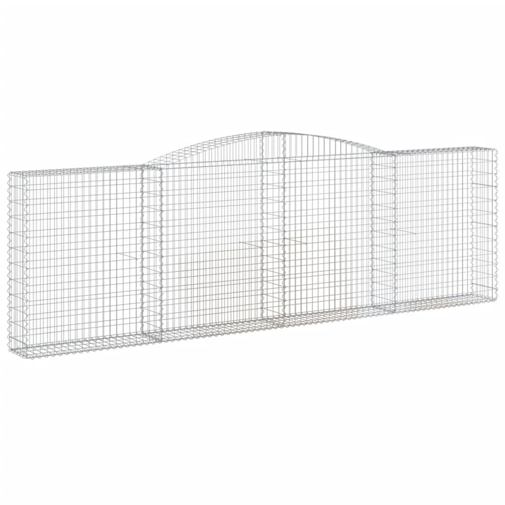 vidaXL Silver Galvanised Iron Arched Gabion Basket 400 x 30 x 120/140cm Image 1
