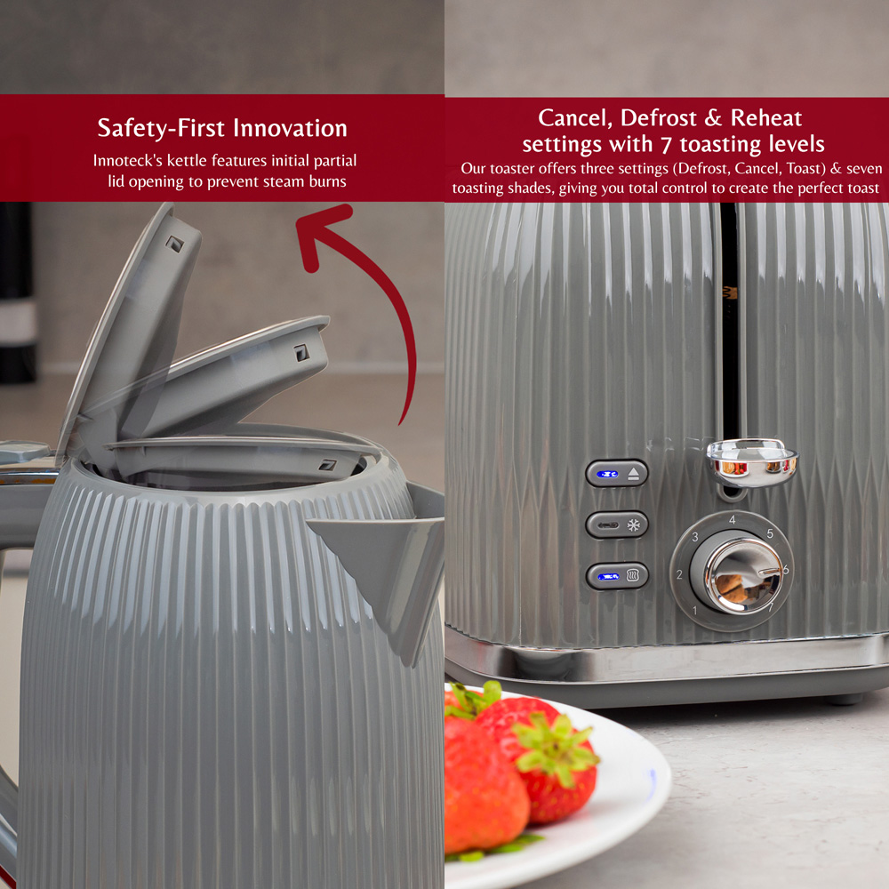 Innoteck Kitchen Pro Grey 1.7L Electric Kettle with Toaster 3000W Image 4