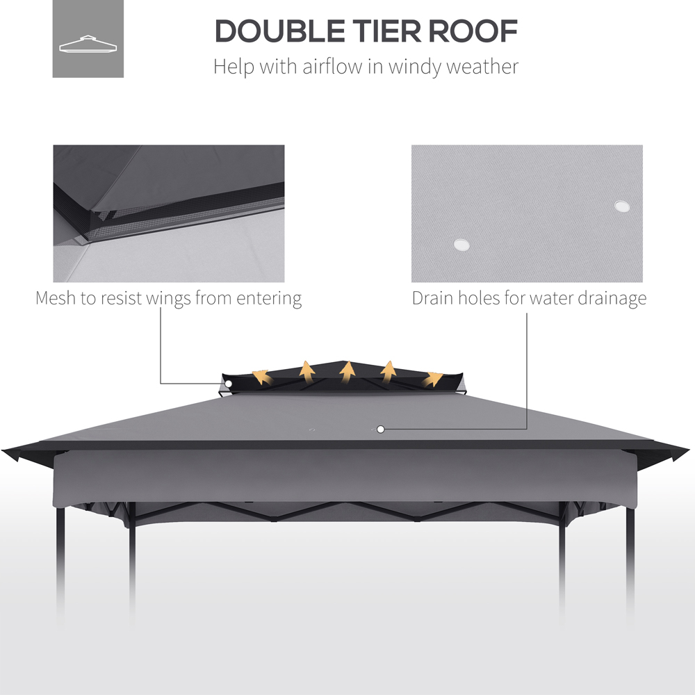 Outsunny 3.25 x 3.25m 2 Tier Grey Pop Up Gazebo Roof Canopy Image 5
