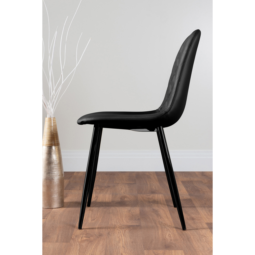 Furniturebox Solara Set of 2 Black Faux Leather Dining Chair Image 3