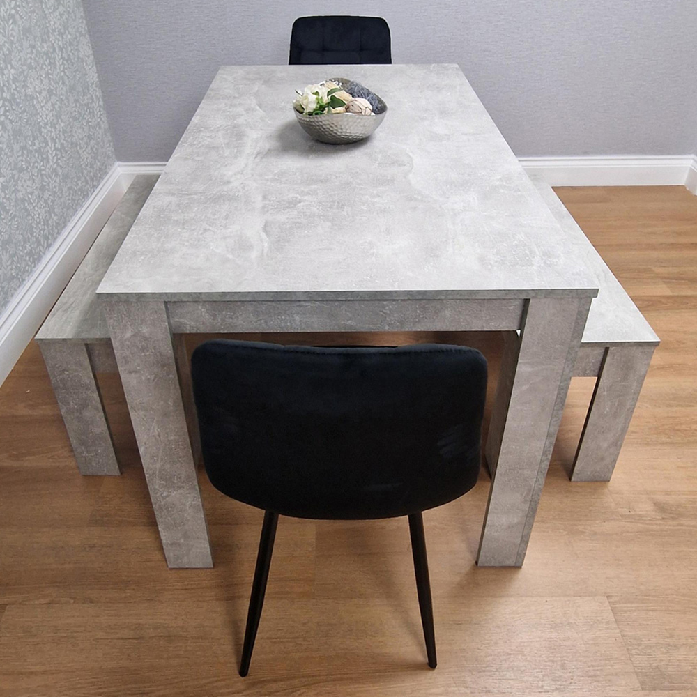 Kosy Koala Rocco 4 Seater Wooden Velvet Dining Bench Set Stone Grey and Black Image 6