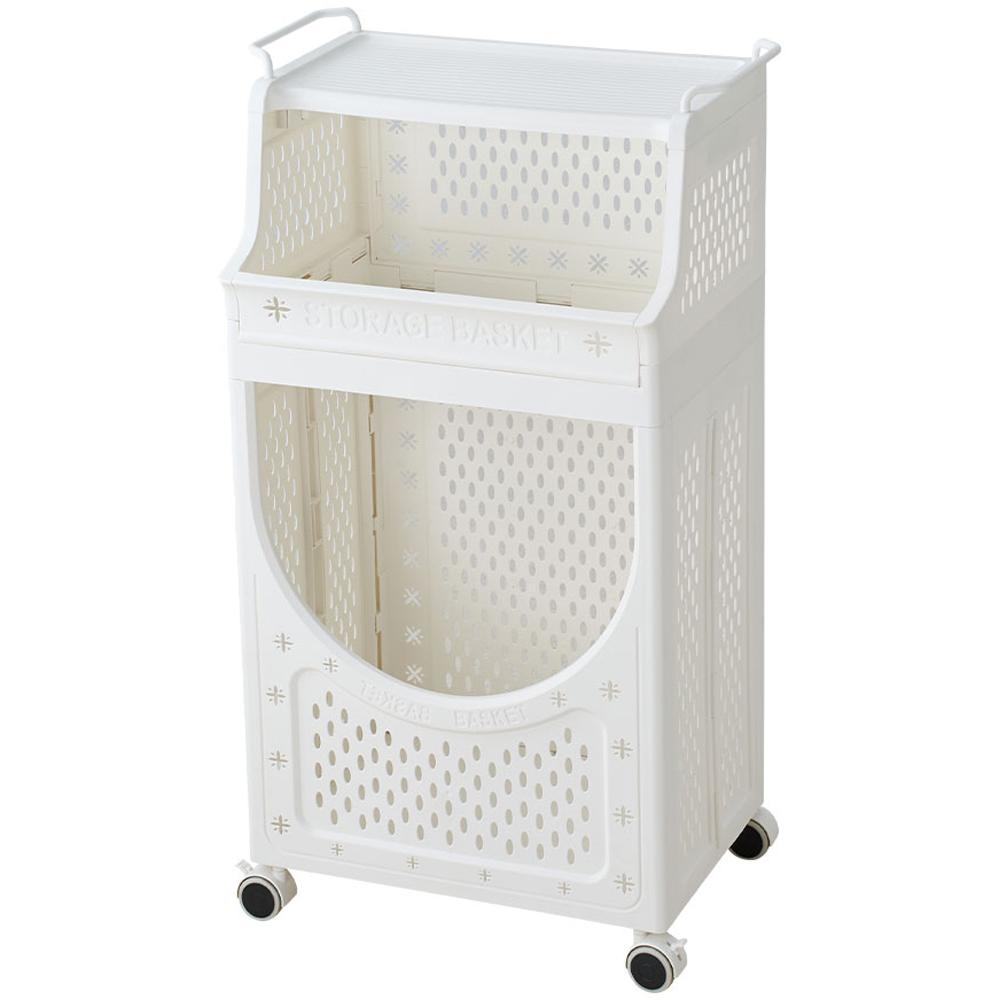Living and Home 3-Tier White Multifunctional Storage Trolley Cart with Handles Image 1