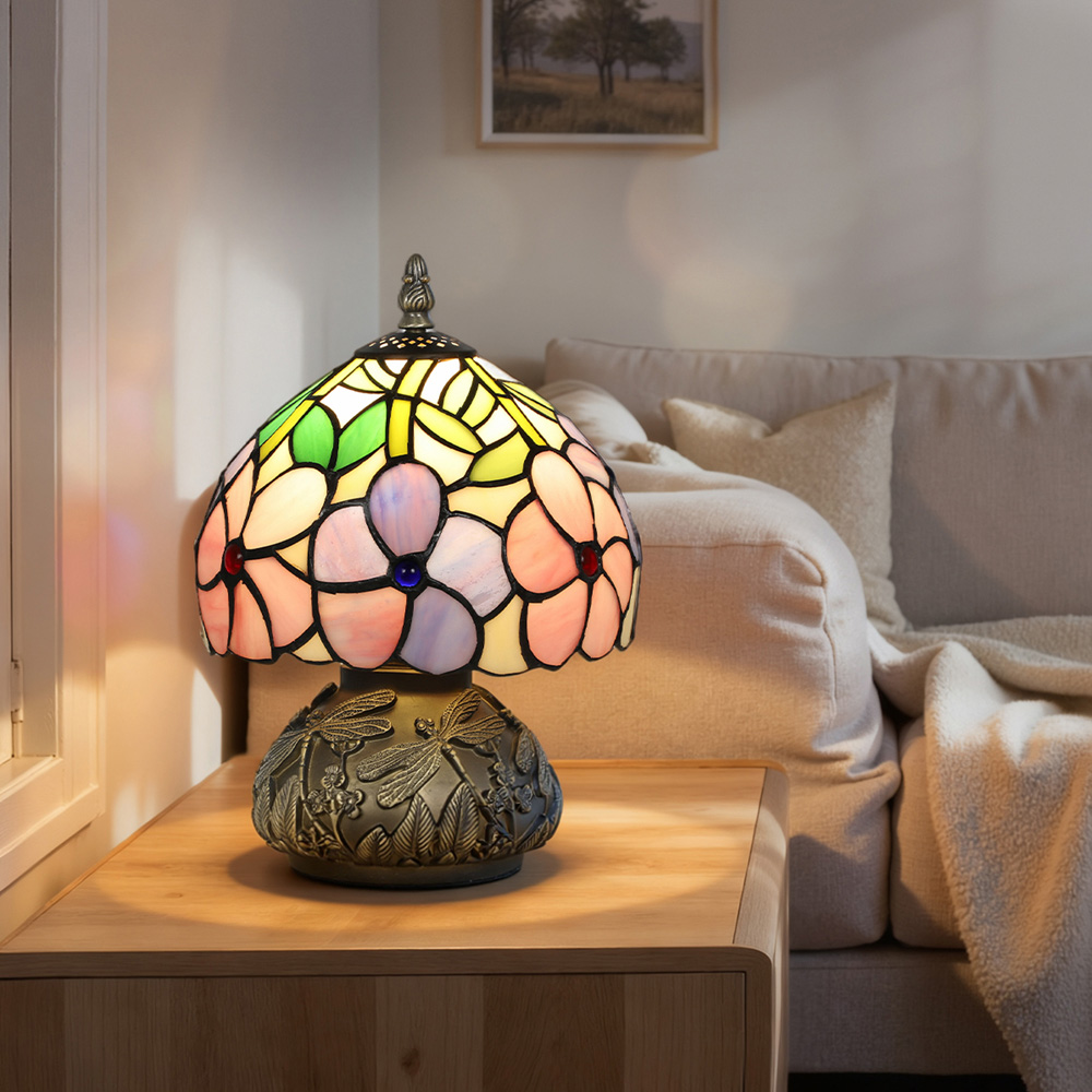 HOMCOM Tiffany Style Stained Glass Table Lamp Image 3
