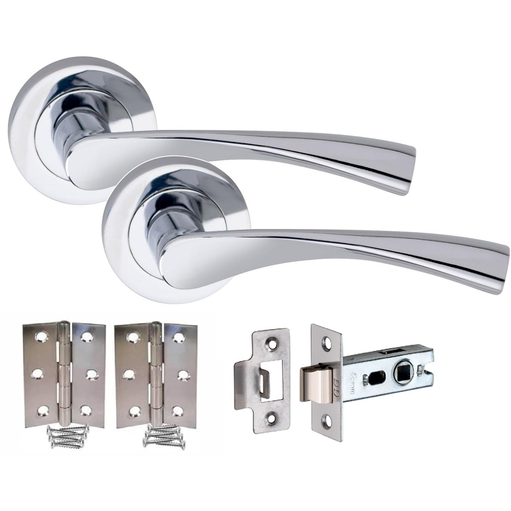 Golden Grace Polished Chrome Astrid Modern Latch Door Handle Set 7 Pack Image 2