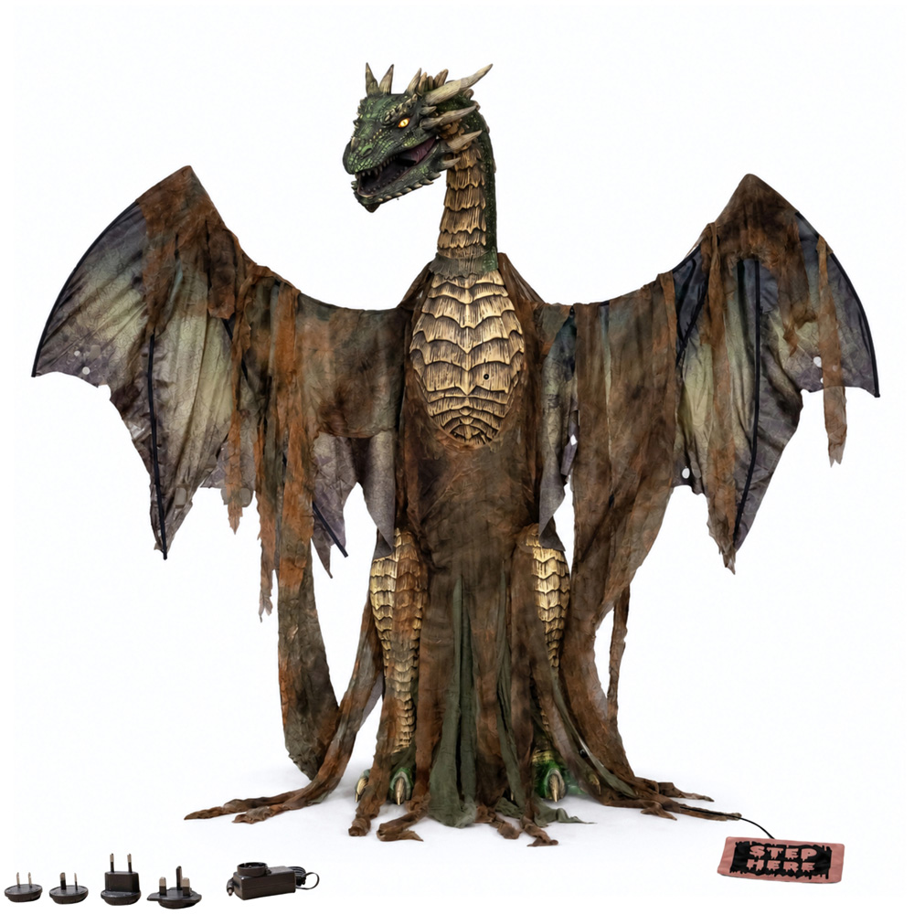 Samuel Alexander LED Dark Forest Dragon Halloween Animatronic Decoration 7ft Image 6