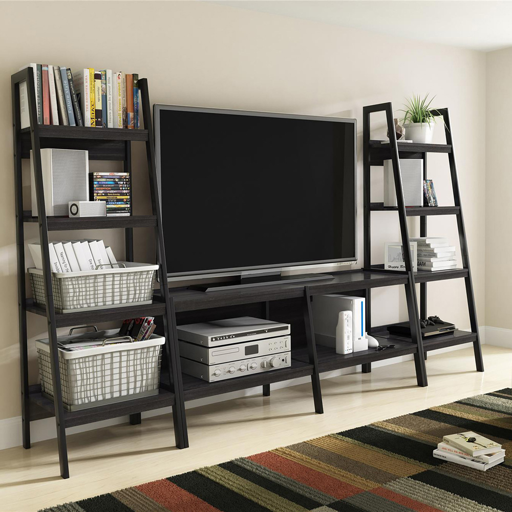 Dorel Lawrence 4 Shelf Black Metal Ladder Bookcase Set of 2 Image 5