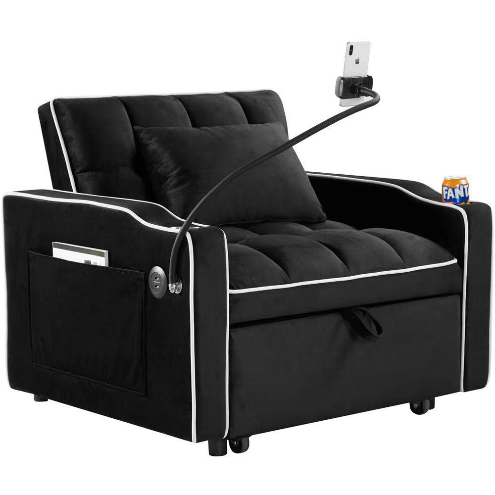Kosy Koala Convertible Black Sofa Sleeper Chair Image 2
