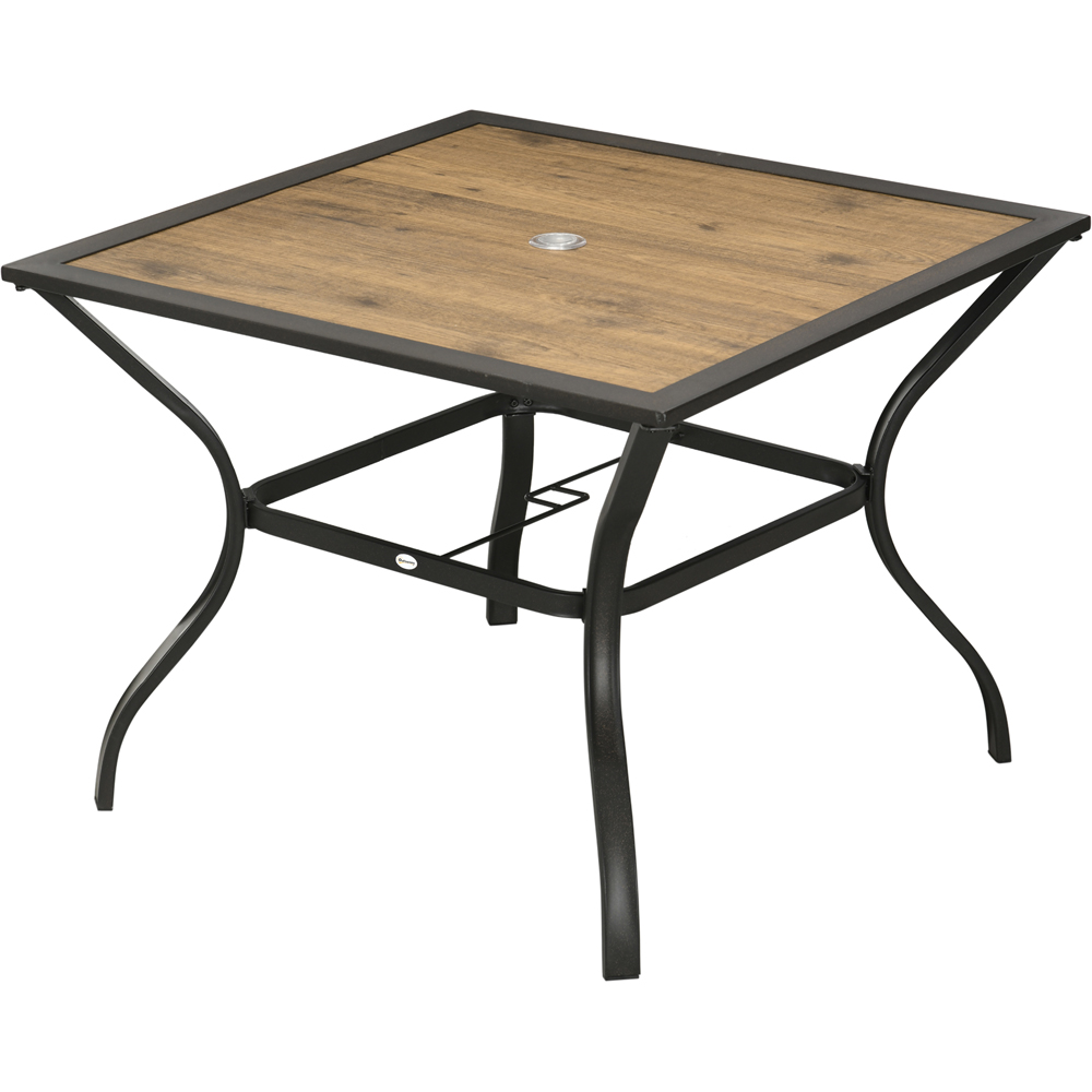 Outsunny 4 Seater Square Stone Grain Effect Garden Dining Table Brown Image 2