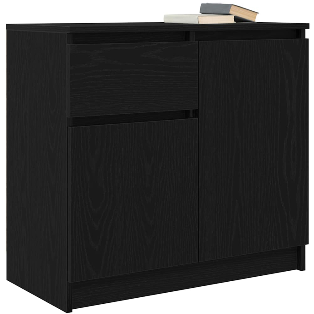 vidaXL 2 Door Single Drawer Black Oak Wooden Sideboard Image 4