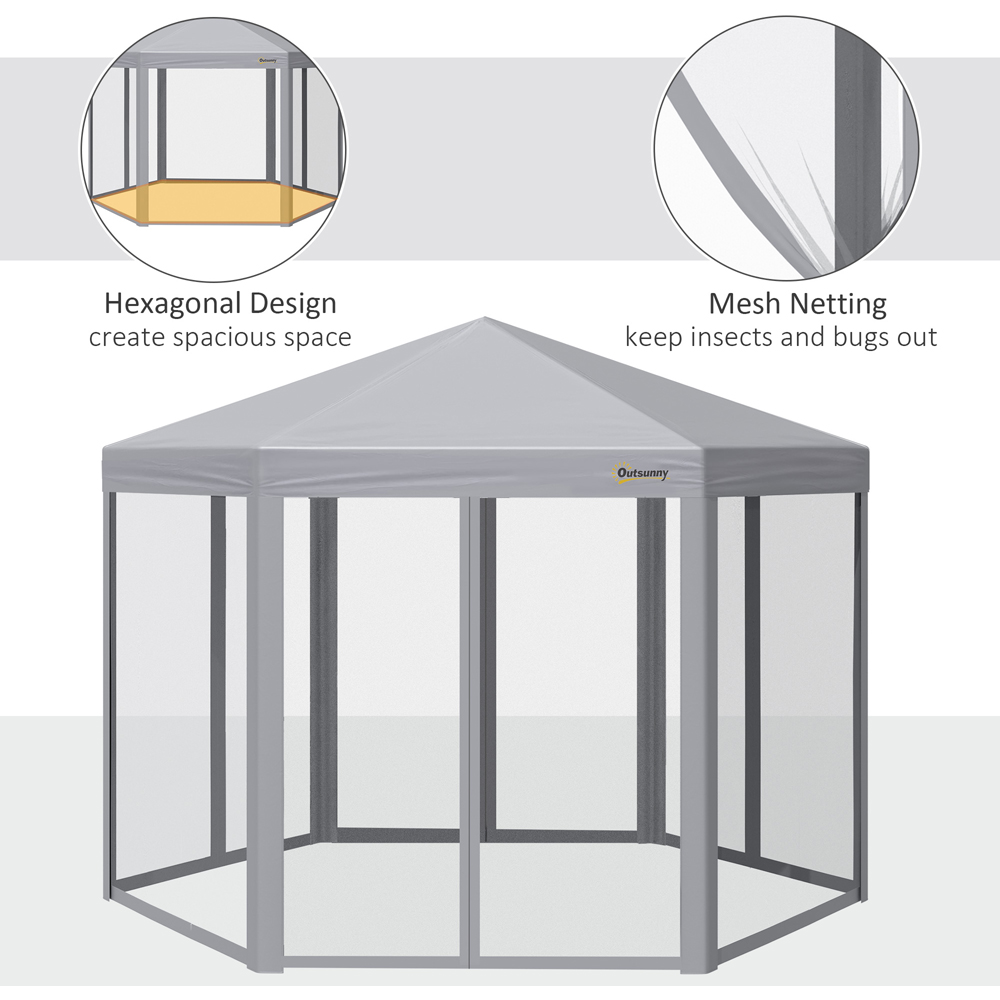Outsunny 3 x 3m Grey Steel Frame Pop Up Gazebo with Mesh Curtains Image 5