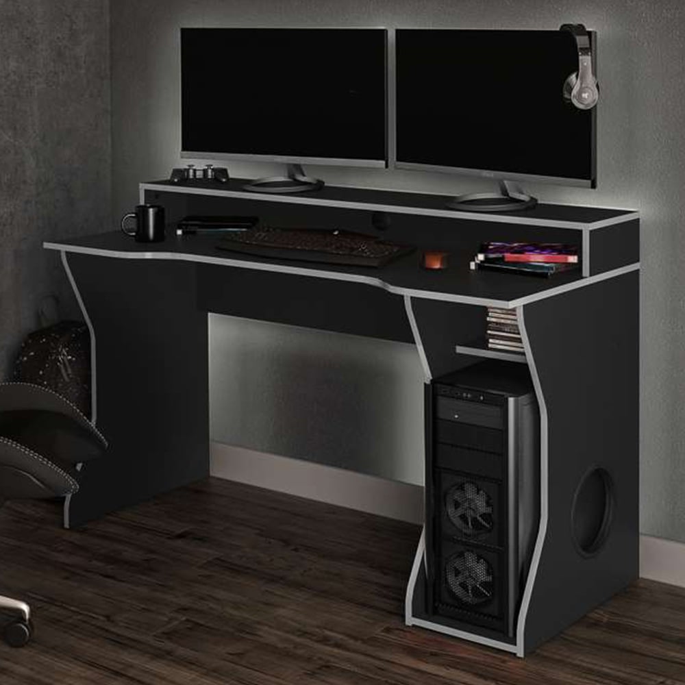 Enzo Gaming Computer Desk Black and White Image 1
