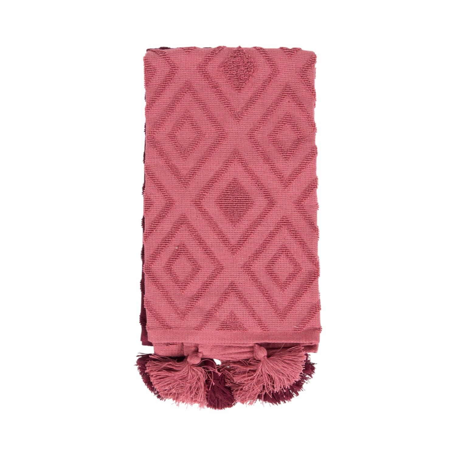 Pack of 2 Jacquard Tea Towels with Tassels Red Image 2