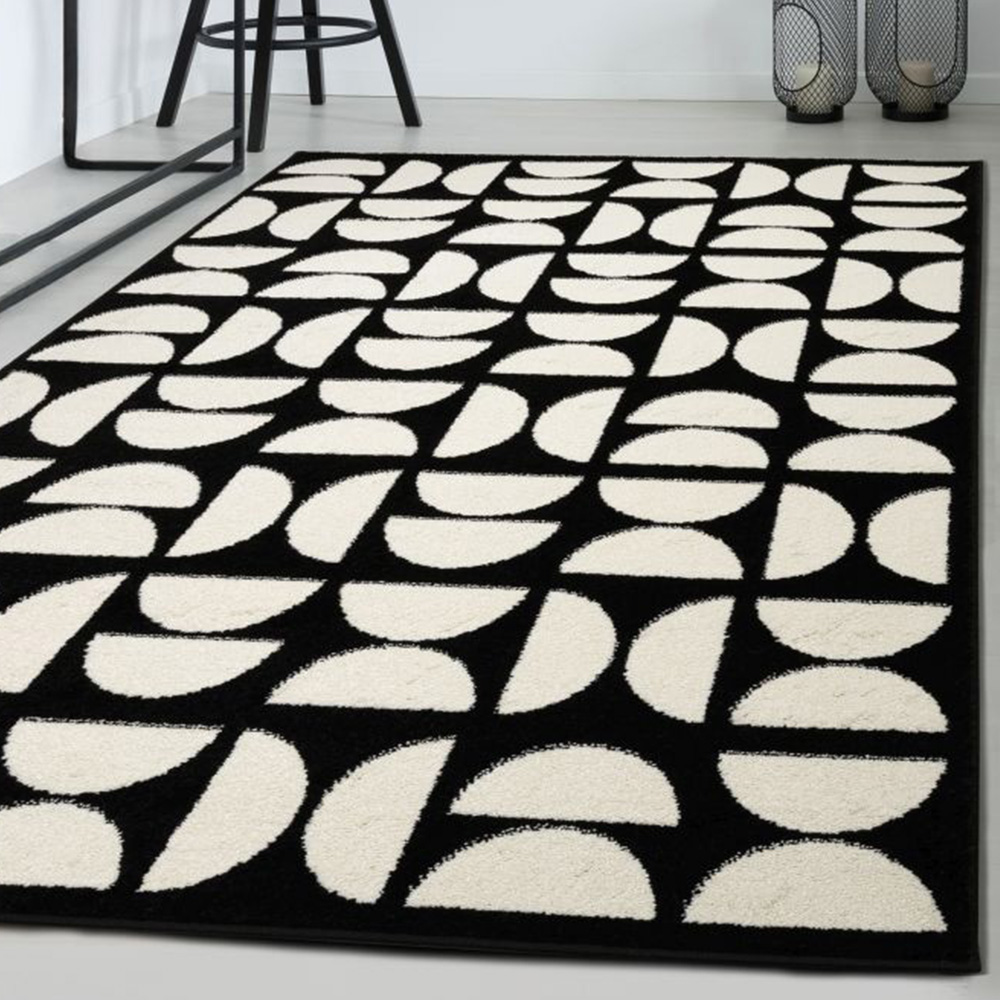 Homemaker New Villa Black and White Geo Mono Rug 120 x 170cm Image 1
