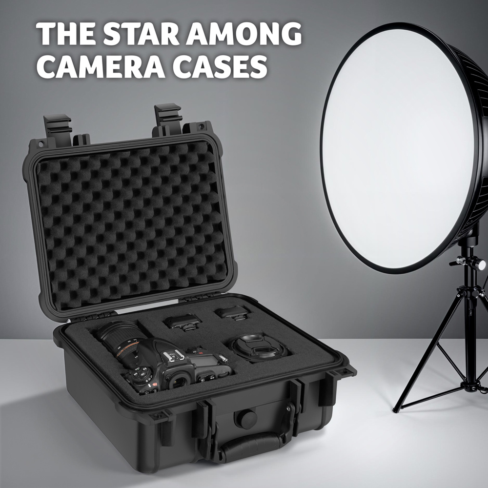 Tectake Medium Black Hard Shell Waterproof Camera Case Image 8