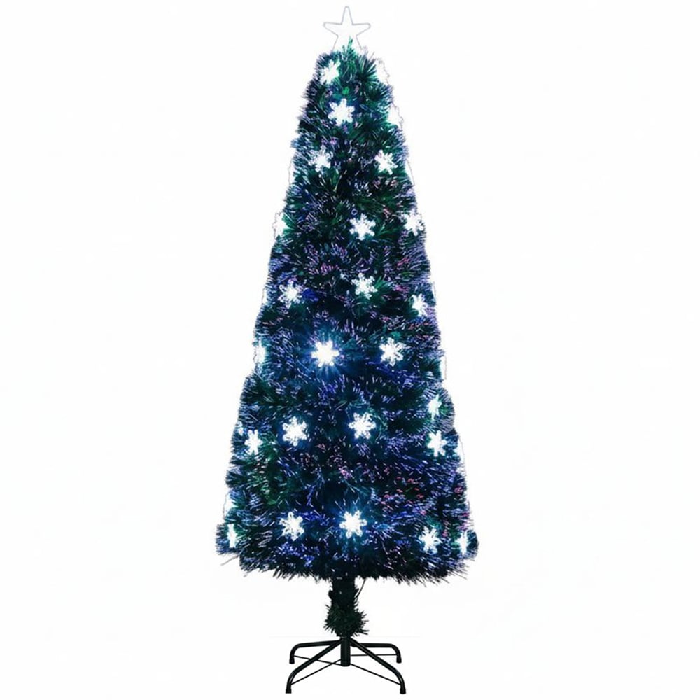 The Christmas Centre 58 Cool White LED Green Fibre Optic Artificial Xmas Tree 6ft Image 1