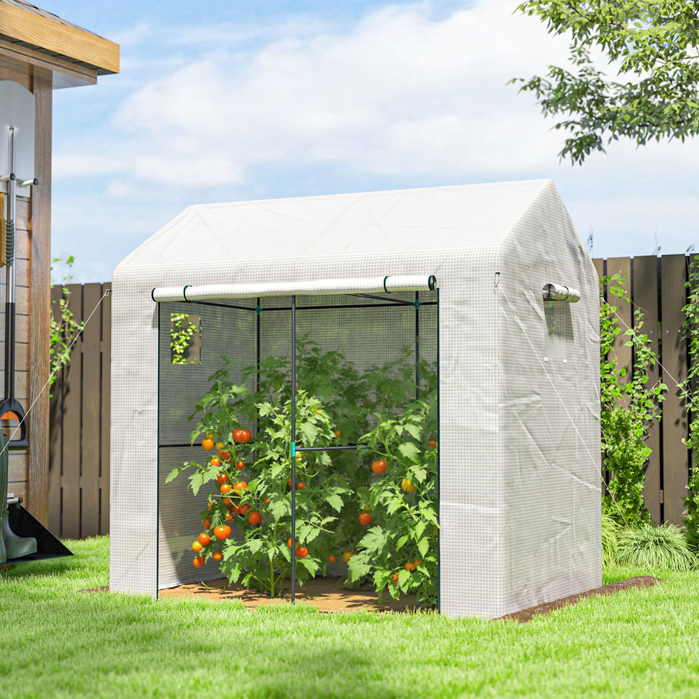 Outsunny White 6.5 x 4.5ft Walk-In Greenhouse with Mesh Windows Image 2