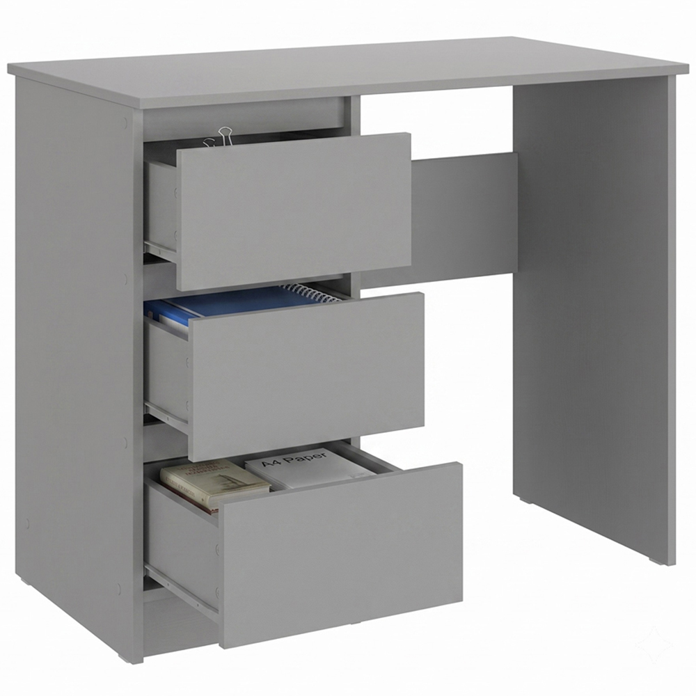 Shefa Line Cina 3 Drawer Compact Computer Desk Grey Image 3