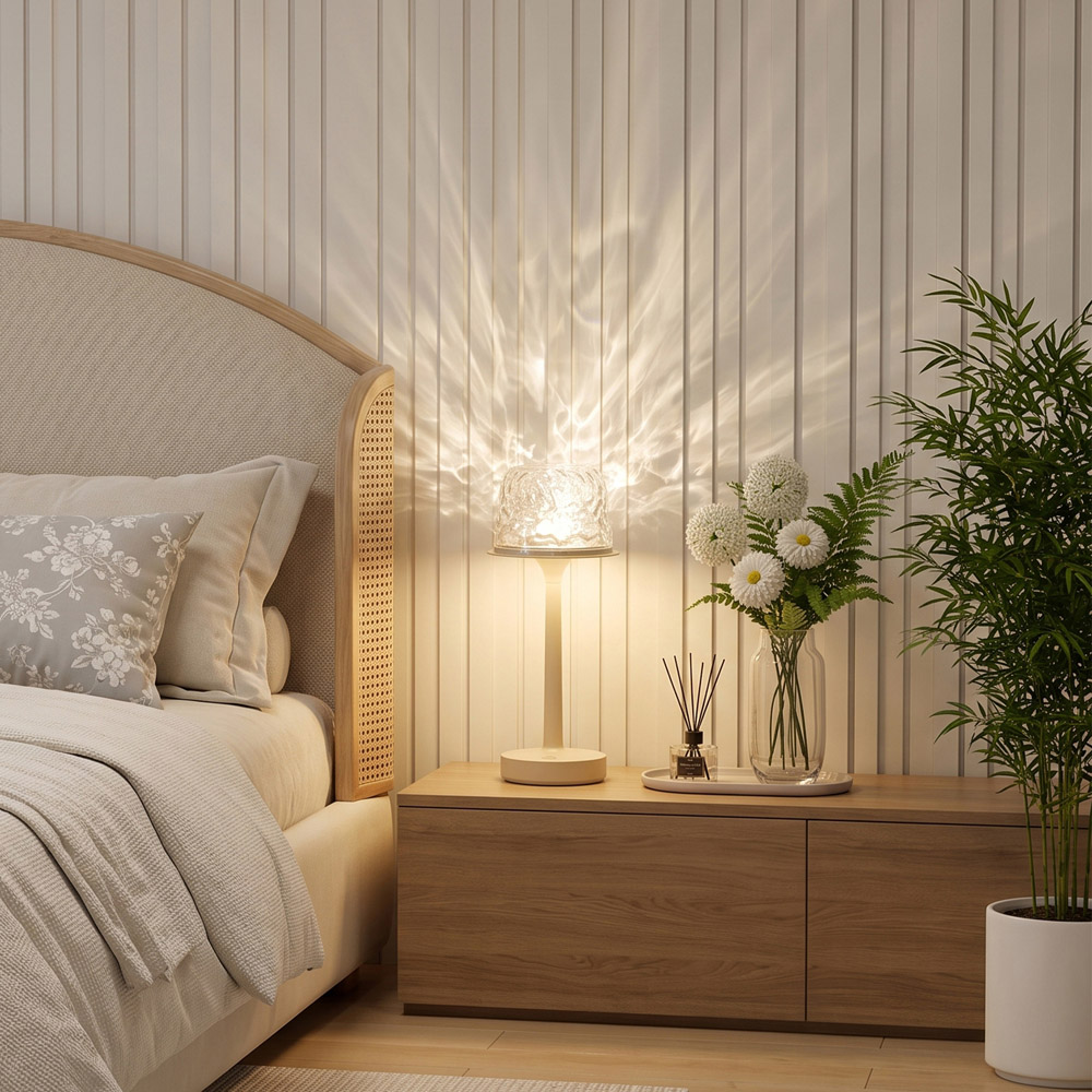 Living and Home White Ocean Wave RGB Rechargeable Table Lamp Image 7
