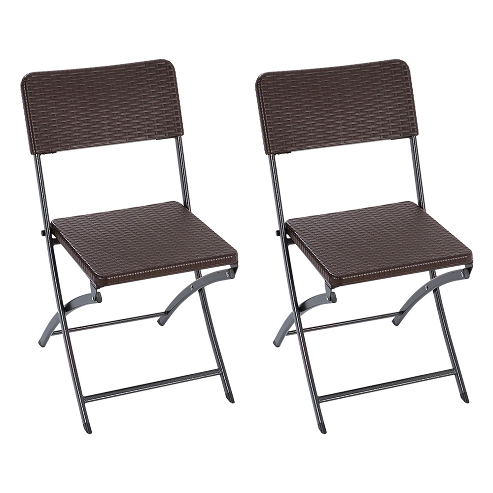 Living and Home Set of 2 Outdoor Rattan Plastic Chair Image 2