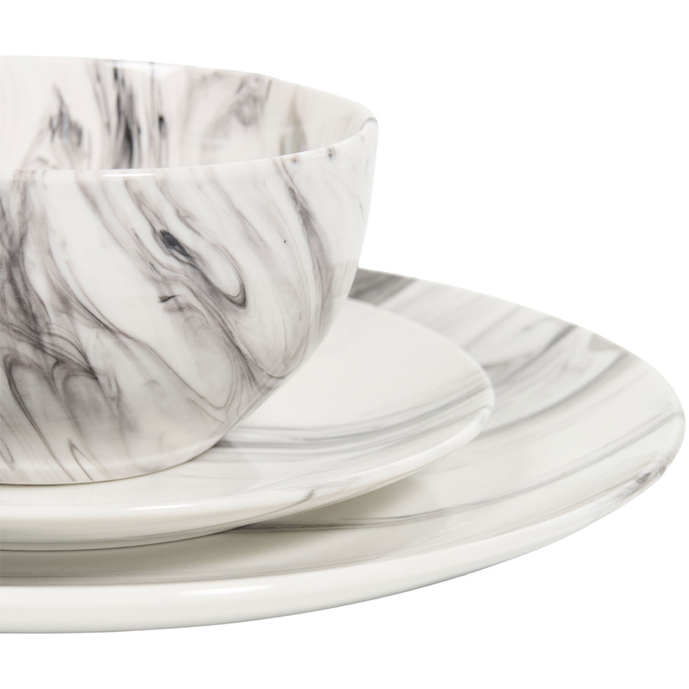 12 Piece Marble in Glaze Dinner Set White Image 3