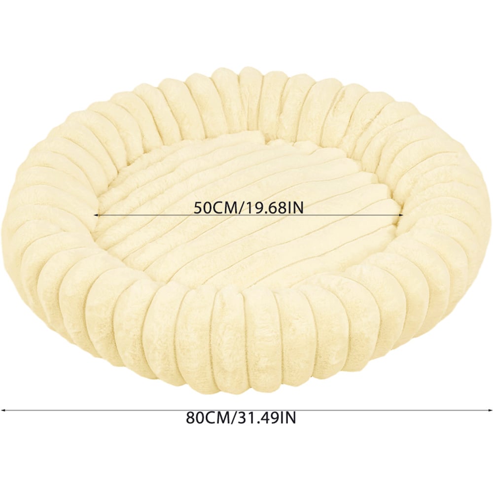 H&O Direct 80cm Yellow Round Soft Warm Pet Bed Image 6