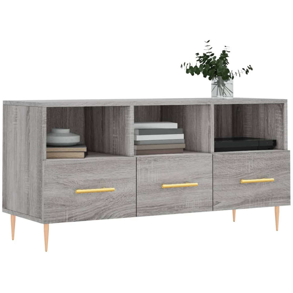 vidaXL 3 Drawer 3 Shelf Grey Sonoma TV Cabinet Image 3