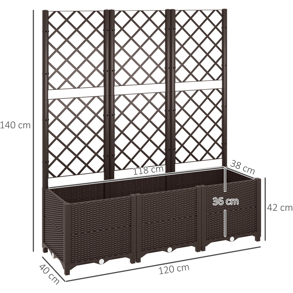 Outsunny Brown Plastic Vegetable Planter Box with Trellis 1.3 x 3.9ft Image 7
