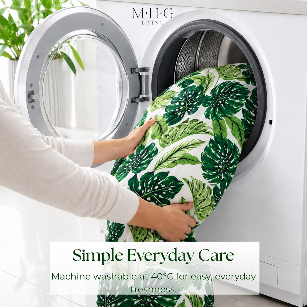 MHG Living Super King Size Verdant Heaven and Green Tropical Leaf Reversible Duvet Cover Set Image 9