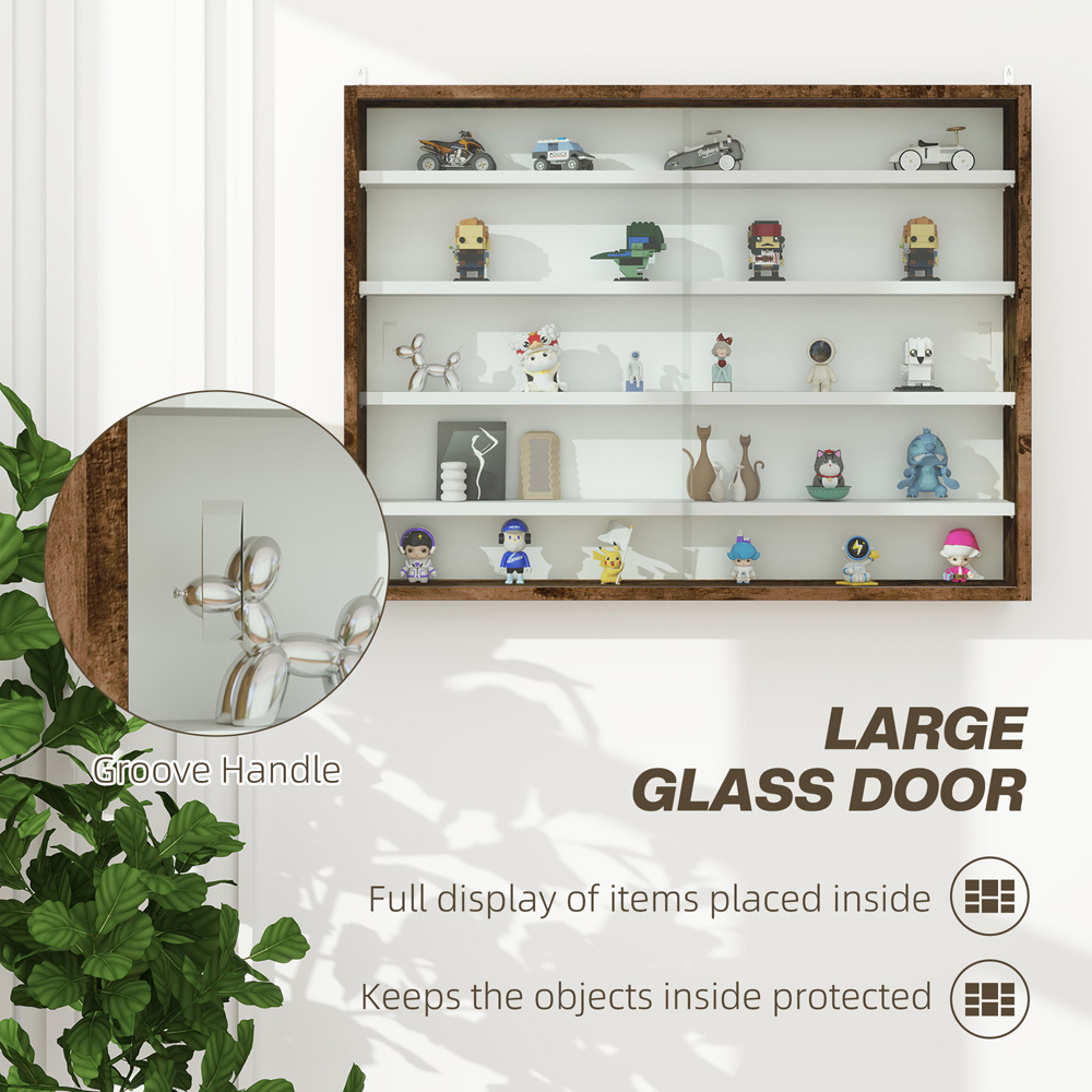 HOMCOM 5-TierGlass Door Wall Display Shelf Unit Image 8