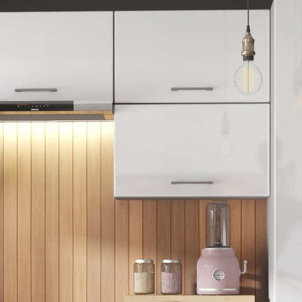 Impact Furniture Ella White High Gloss Half Height Kitchen Wall Cooker Hood Cabinet Unit 600mm Image 2