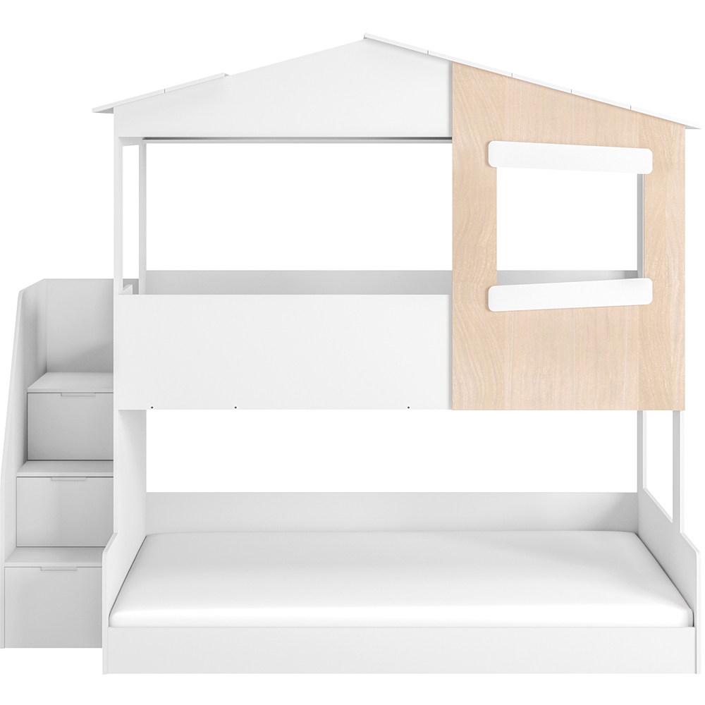 Flair Dreamland White and Oak Play House Triple Bunk Bed with Staircase Image 3