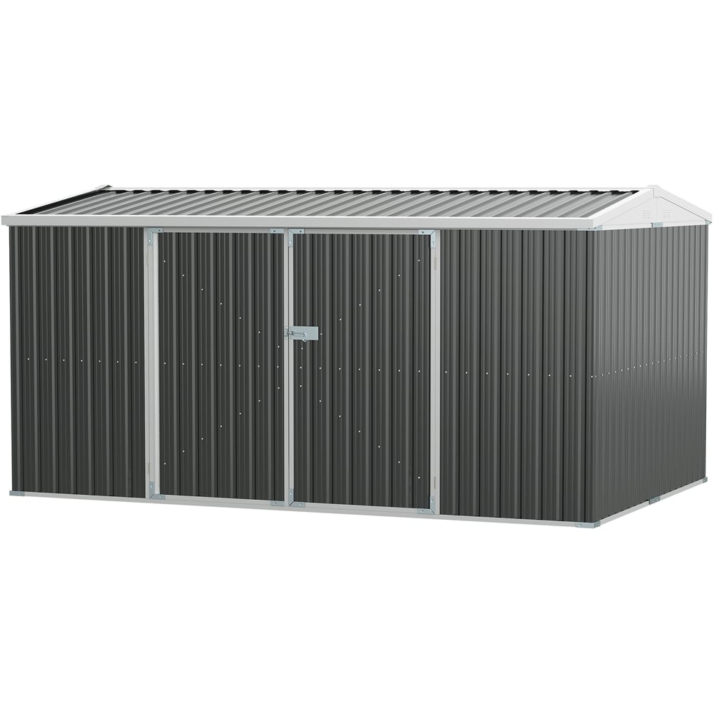 Outsunny 14x8ft Garden Storage Shed Grey Image 1