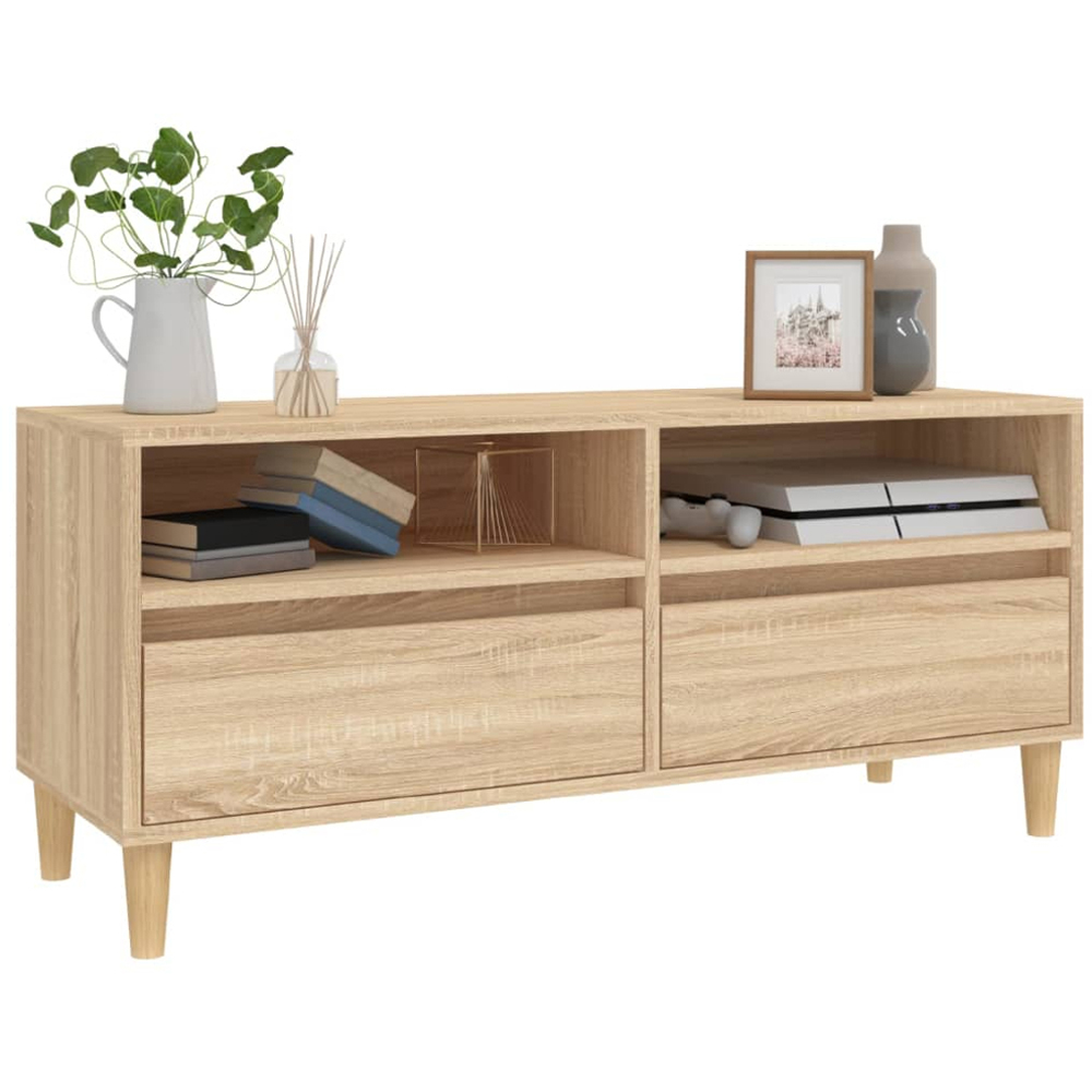 vidaXL 2 Drawer 2 Shelf Sonoma Oak TV Cabinet Image 4