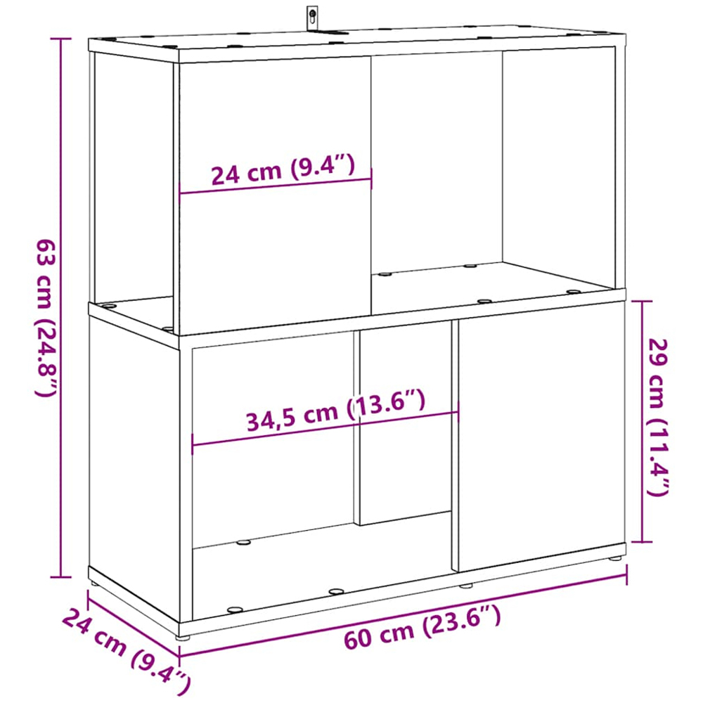 vidaXL 2 Shelf Artisanal Oak Bookcase Image 9