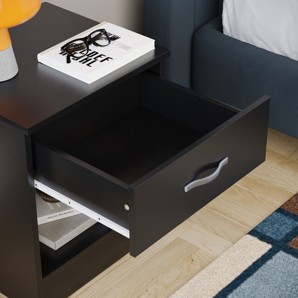 Vida Designs Riano Single Drawer Black Bedside Table Image 4