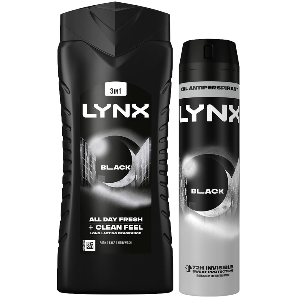 Lynx Black Shower Gel 500ml and XXL Anti-Perspirant Spray Bundle Image 1