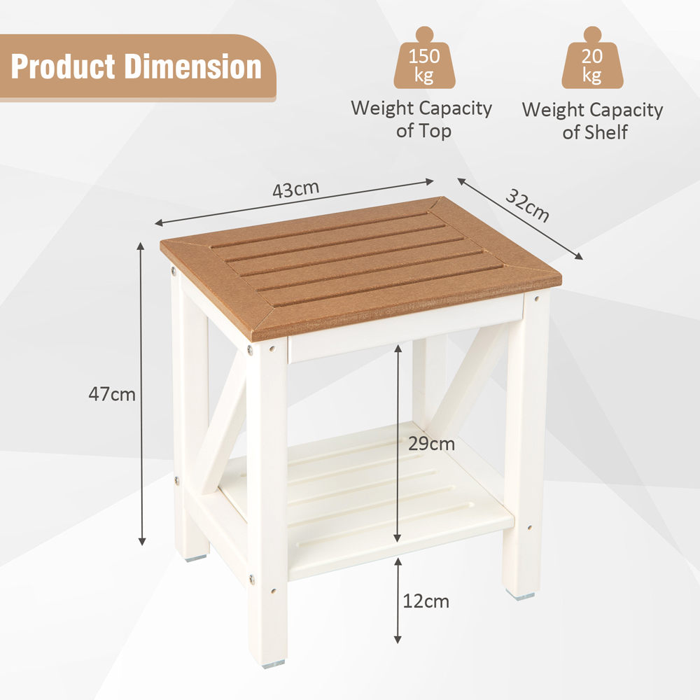 Costway Single Shelf Brown Waterproof Shower Bench Image 9