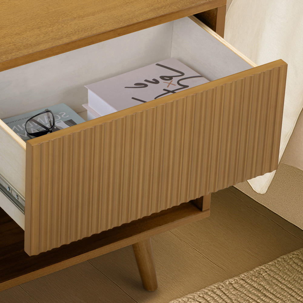 Teamson Home Tremolo Single Drawer Single Shelf Natural Nightstand Image 7