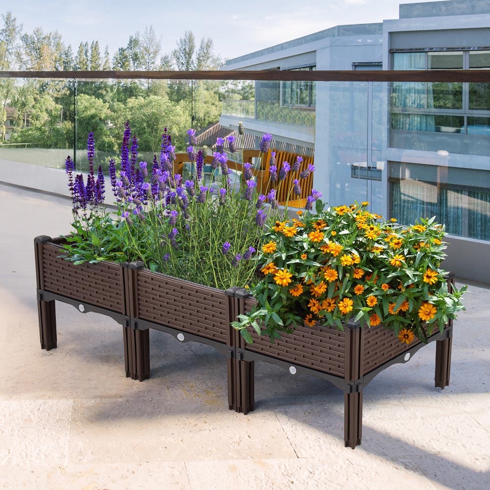 Living and Home Plastic Raised Garden Bed Planter Box 120 x 40 x 33cm Image 2