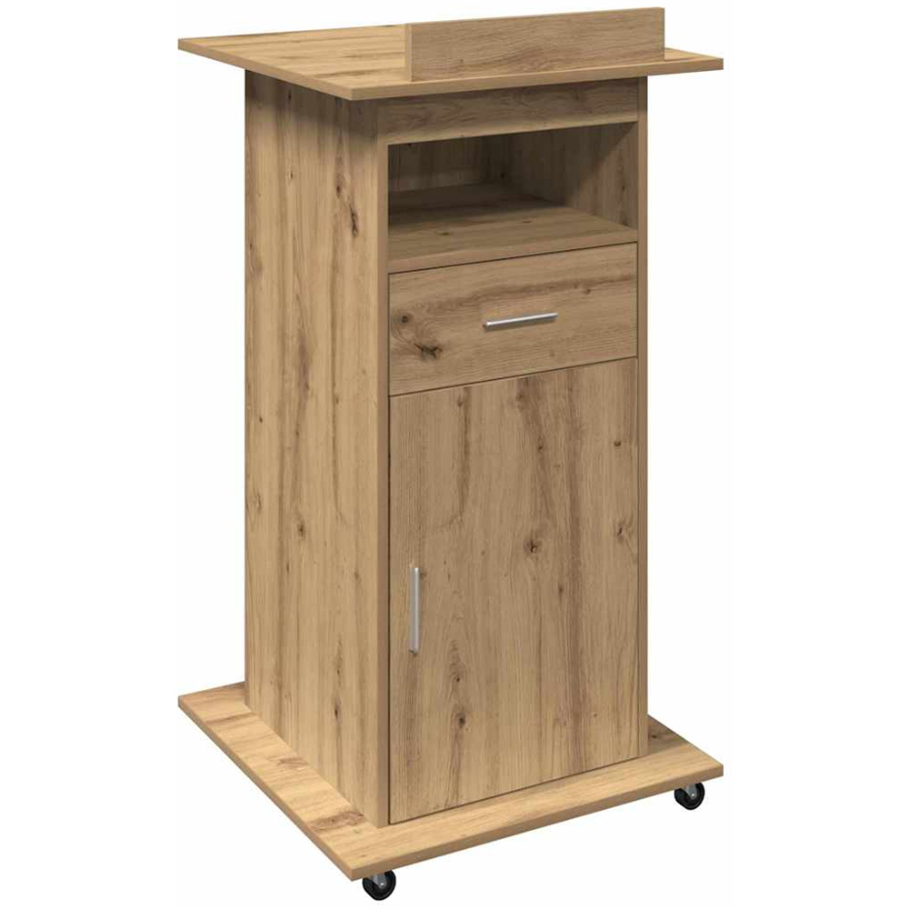 vidaXL Single Door Single Drawer Single Shelf Artisan Oak Office Podium Image 2