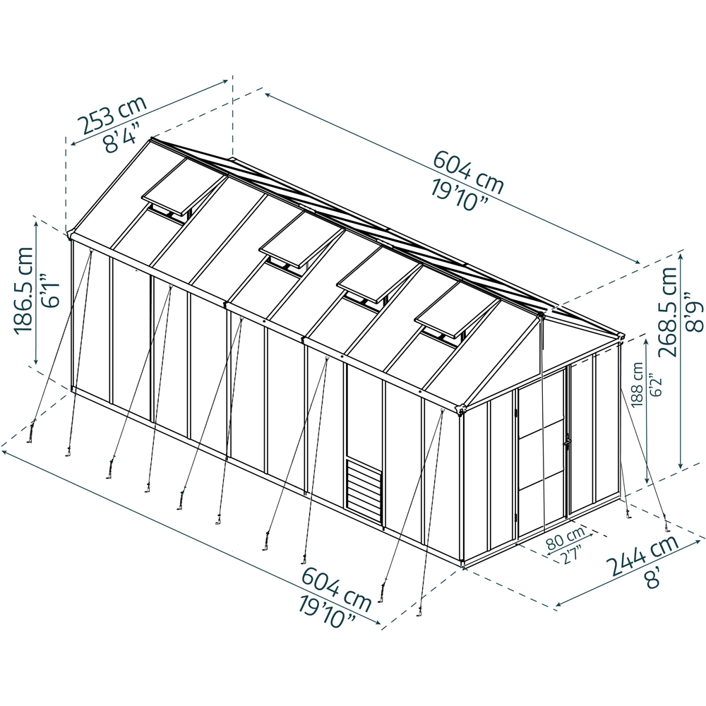 Palram Canopia Glory Grey 8 x 8ft Greenhouse Image 5