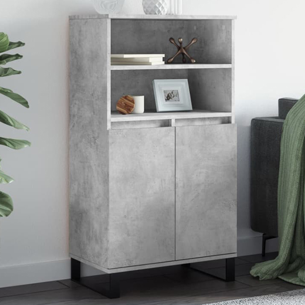 vidaXL 2 Door 2 Shelf Concrete Grey Highboard Image 1