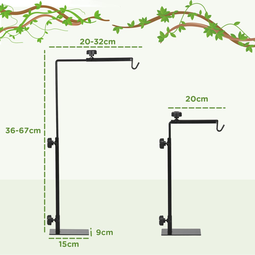 PawHut Reptile Lamp Stand with Base Hook Image 7